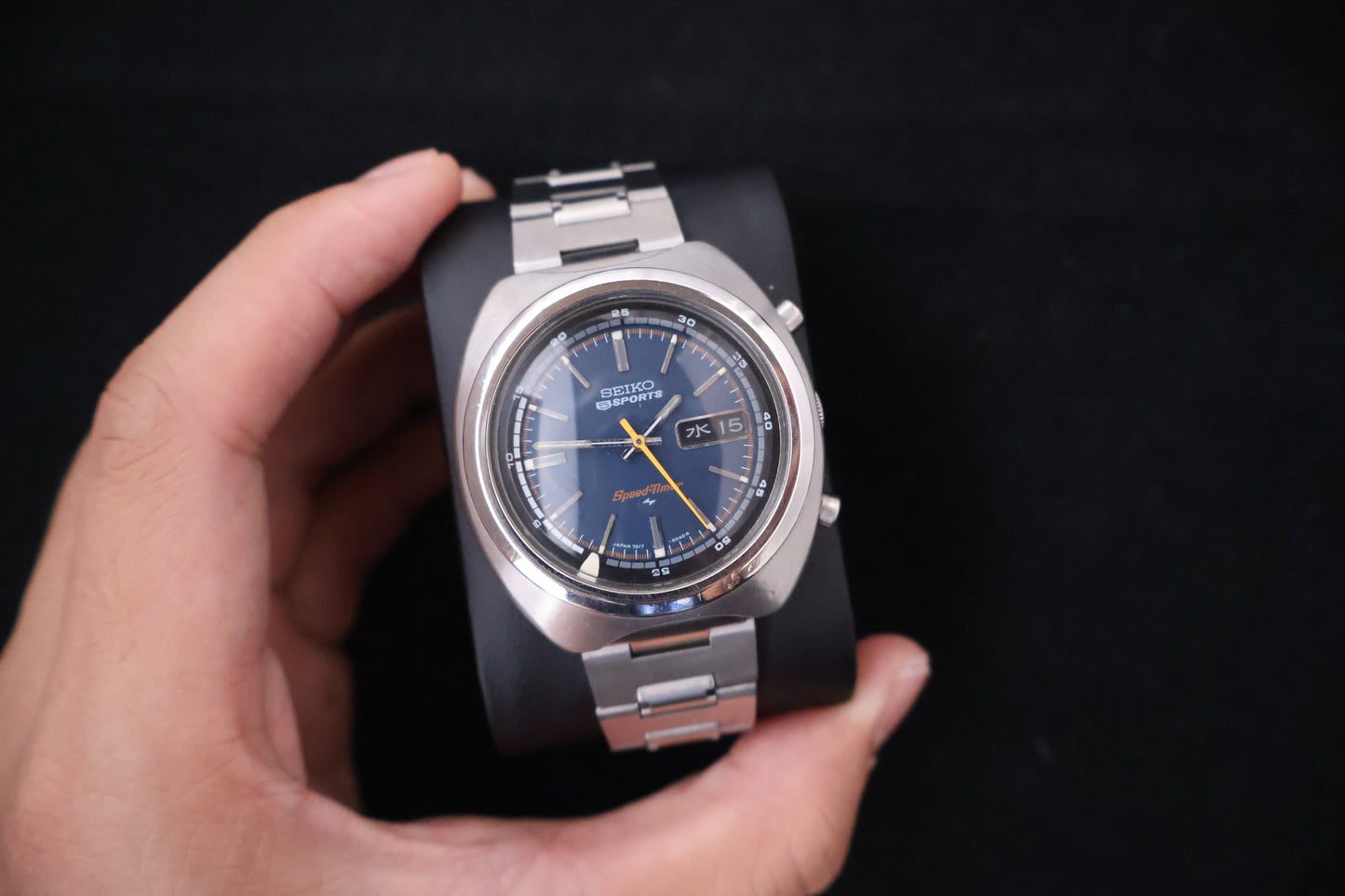 (SERVICED) Rare Vintage 1971 Seiko 5 Sports Speed-Timer Flyback JDM 21 Jewels 7017-6040