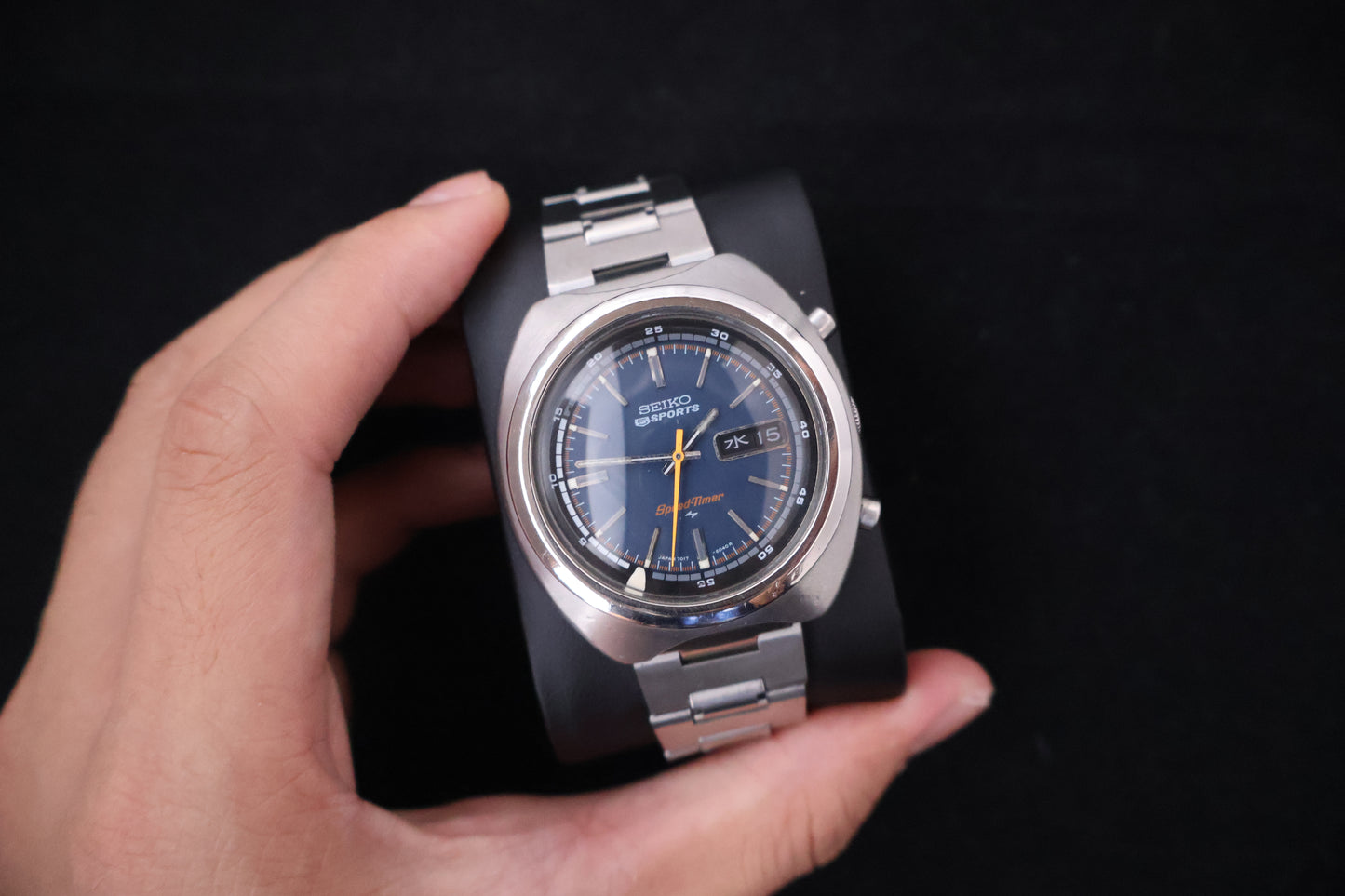 (SERVICED) Rare Vintage 1971 Seiko 5 Sports Speed-Timer Flyback JDM 21 Jewels 7017-6040