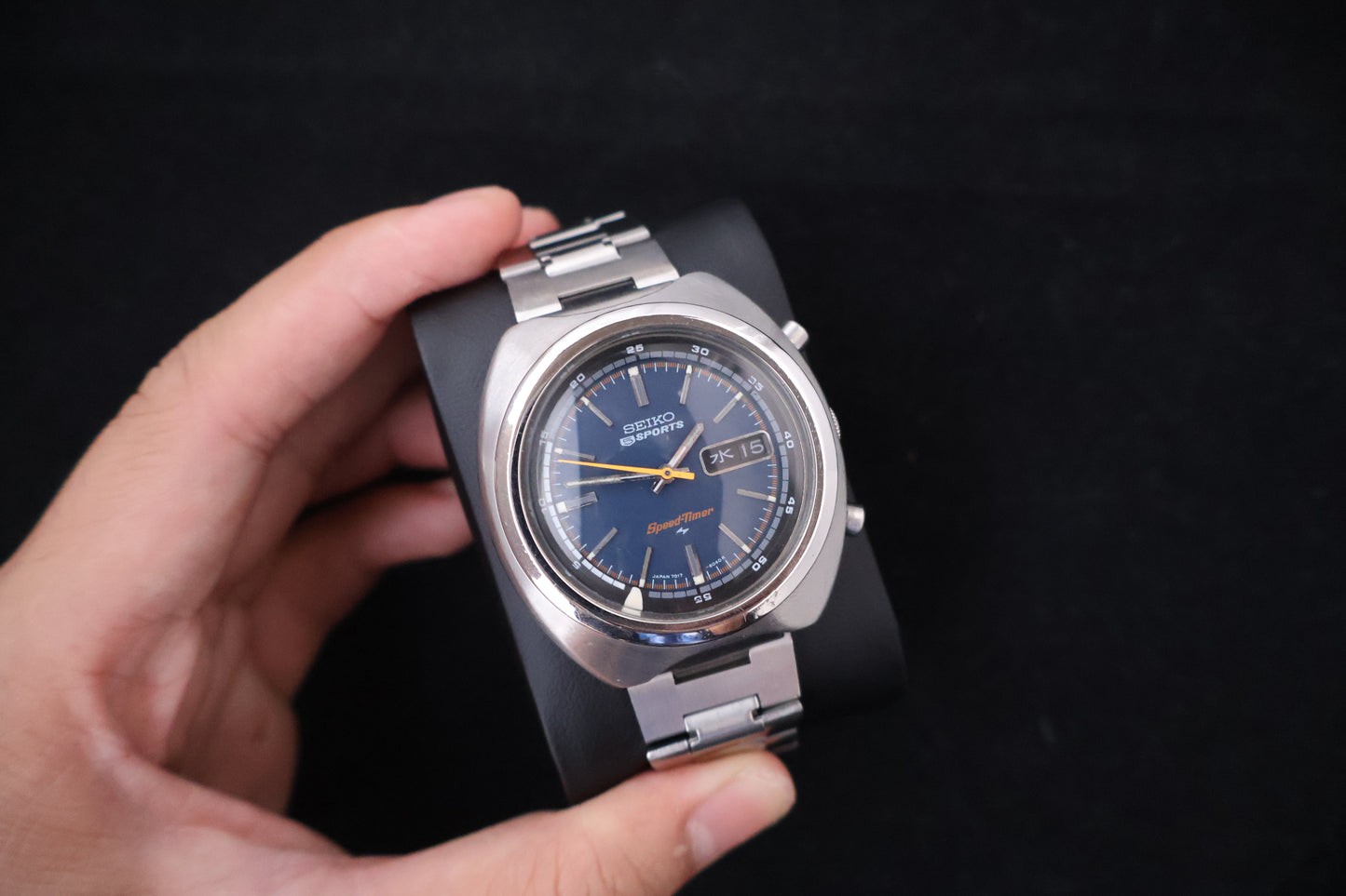 (SERVICED) Rare Vintage 1971 Seiko 5 Sports Speed-Timer Flyback JDM 21 Jewels 7017-6040