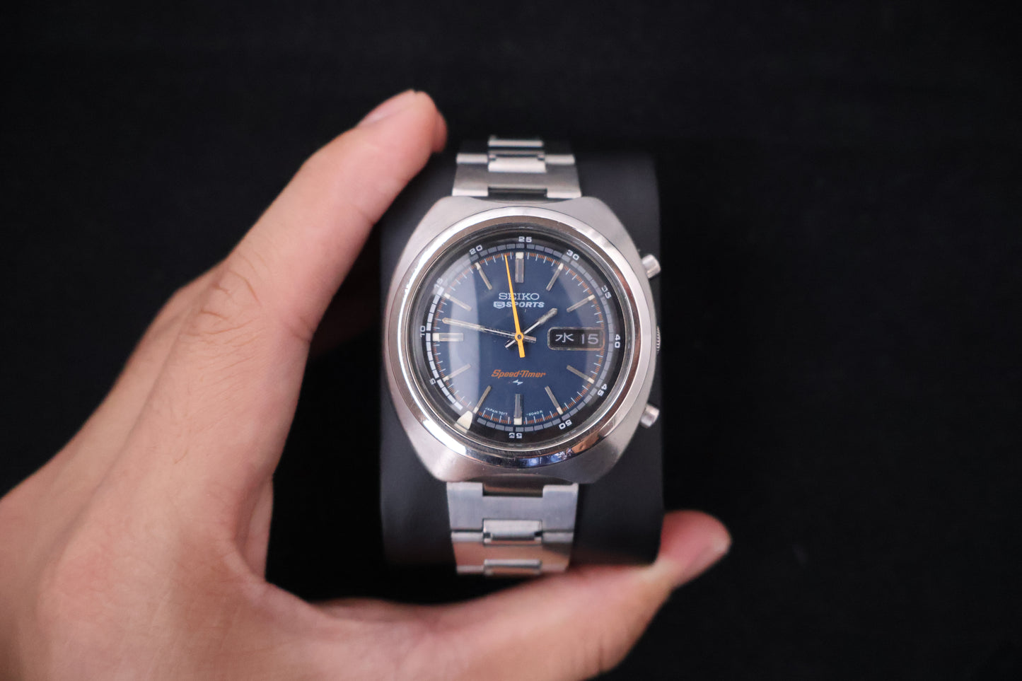 (SERVICED) Rare Vintage 1971 Seiko 5 Sports Speed-Timer Flyback JDM 21 Jewels 7017-6040