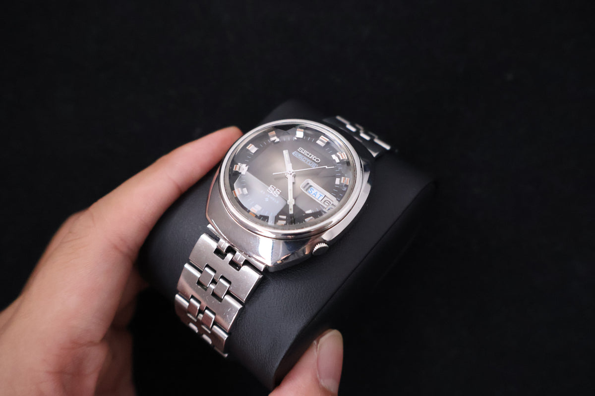 (SERVICED) Rare Vintage 1973 Seiko 5 Actus SS Faceted 23 Jewels 6106-7590