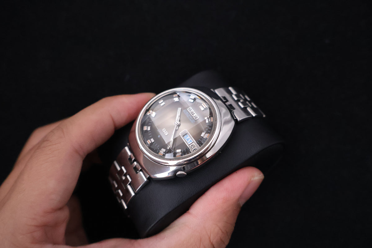 (SERVICED) Rare Vintage 1973 Seiko 5 Actus SS Faceted 23 Jewels 6106-7590