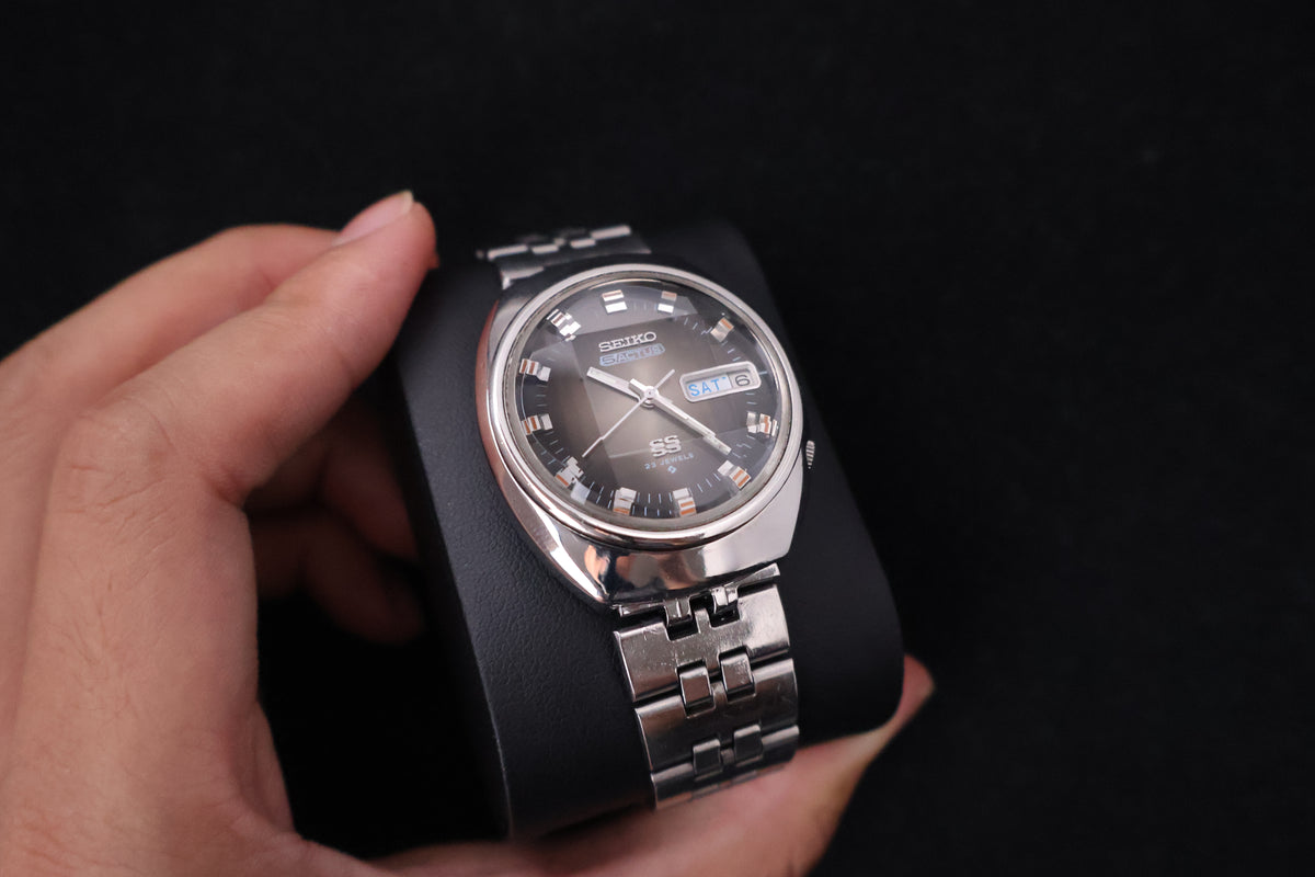 (SERVICED) Rare Vintage 1973 Seiko 5 Actus SS Faceted 23 Jewels 6106-7590