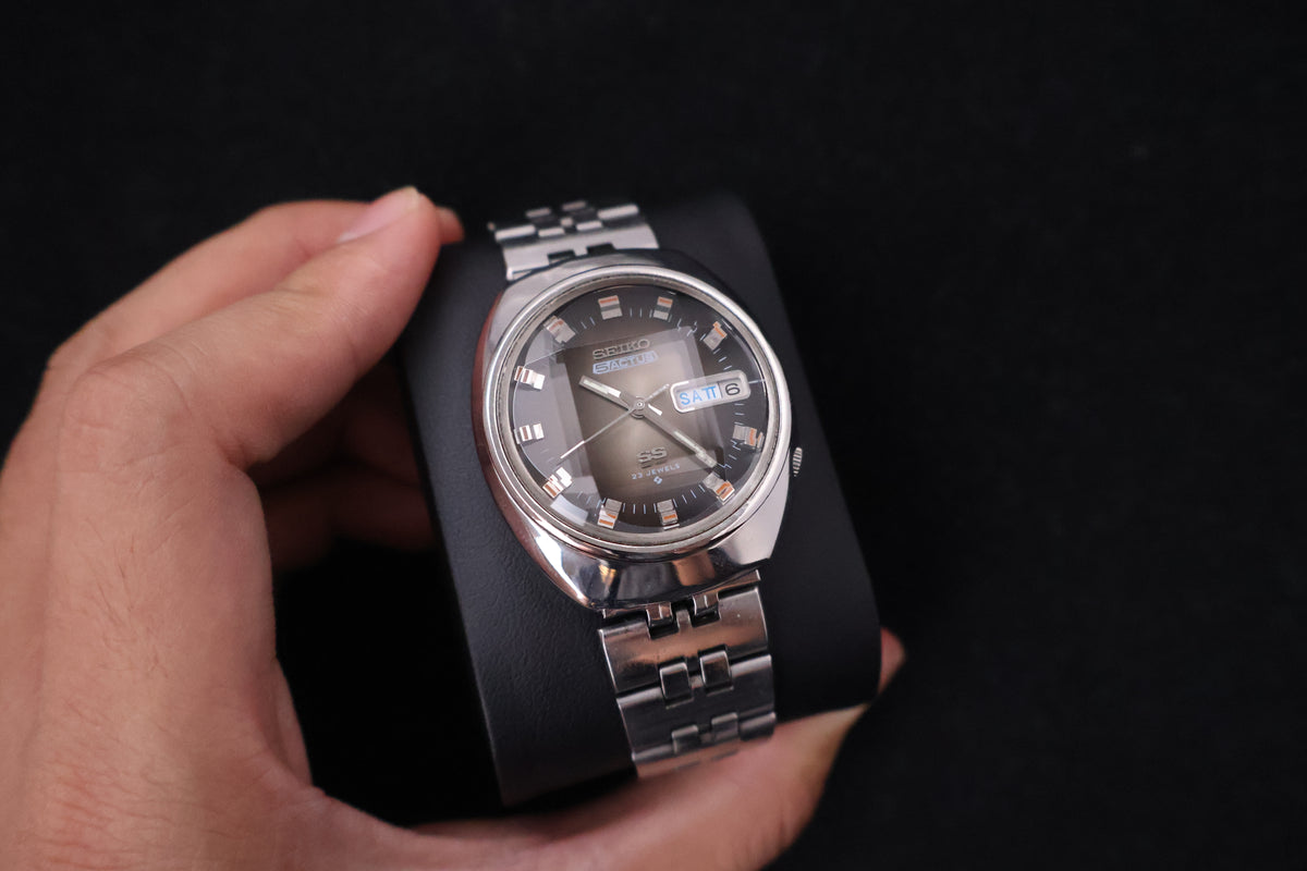 (SERVICED) Rare Vintage 1973 Seiko 5 Actus SS Faceted 23 Jewels 6106-7590