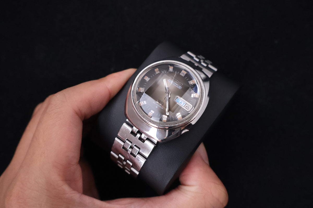 (SERVICED) Rare Vintage 1973 Seiko 5 Actus SS Faceted 23 Jewels 6106-7590