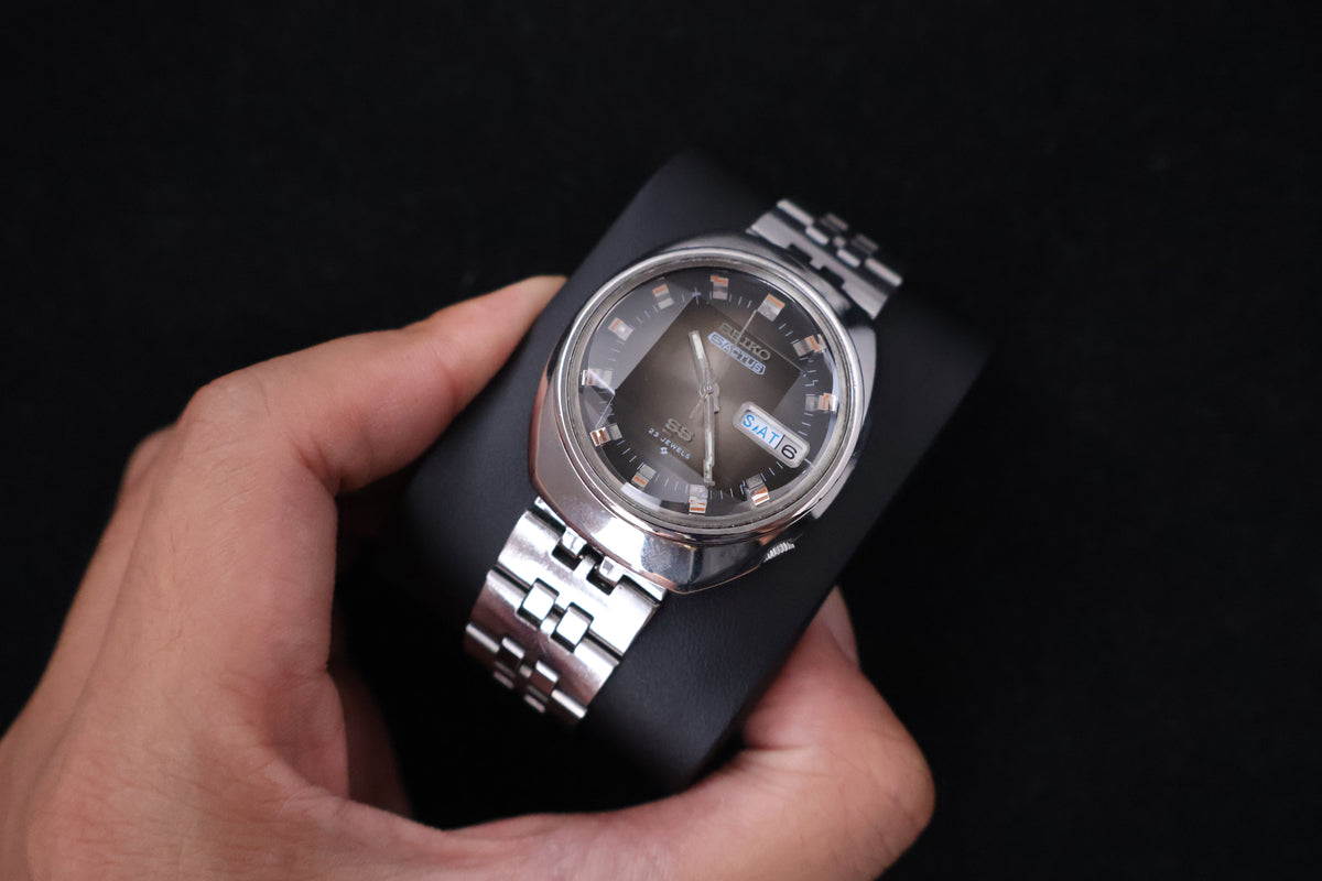 (SERVICED) Rare Vintage 1973 Seiko 5 Actus SS Faceted 23 Jewels 6106-7590