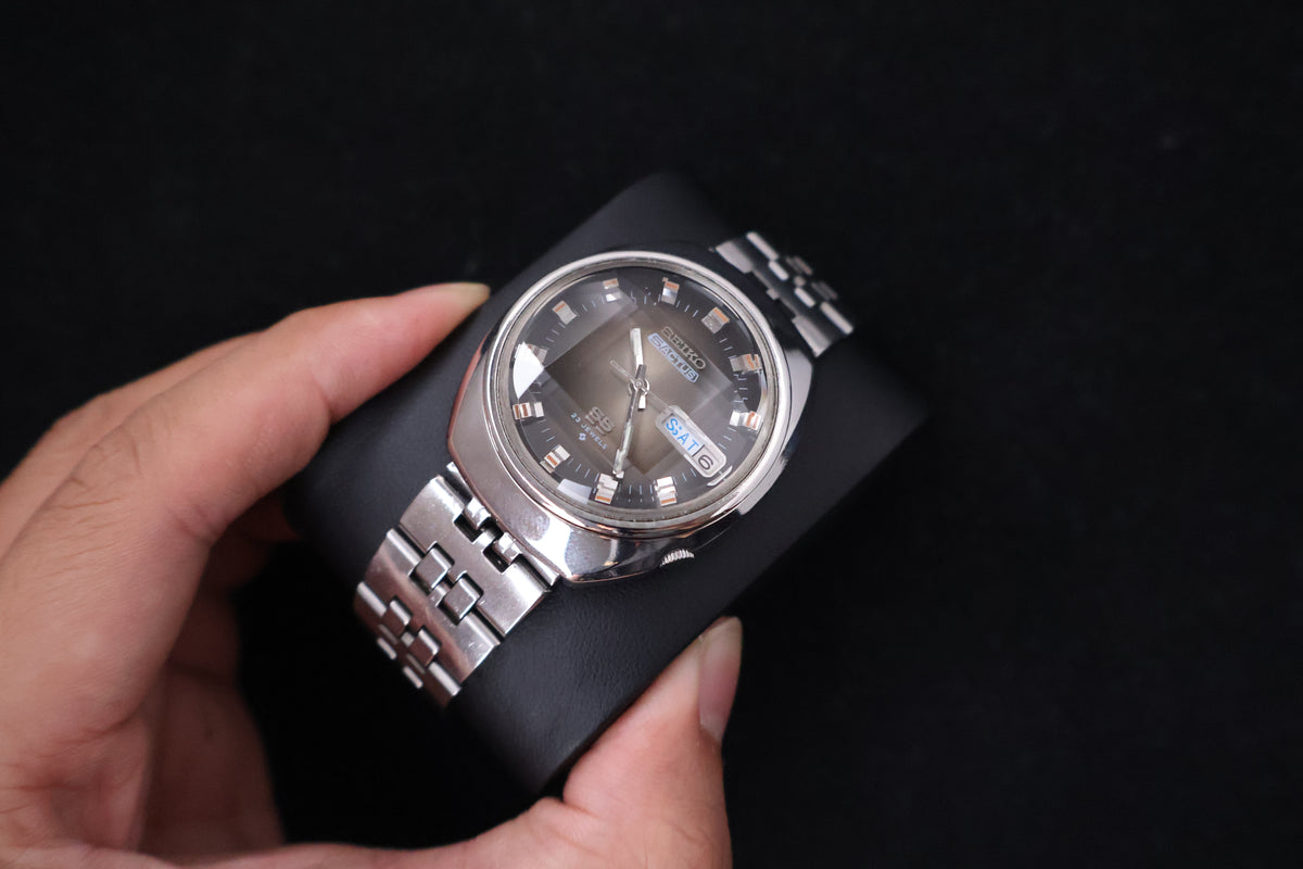 (SERVICED) Rare Vintage 1973 Seiko 5 Actus SS Faceted 23 Jewels 6106-7590