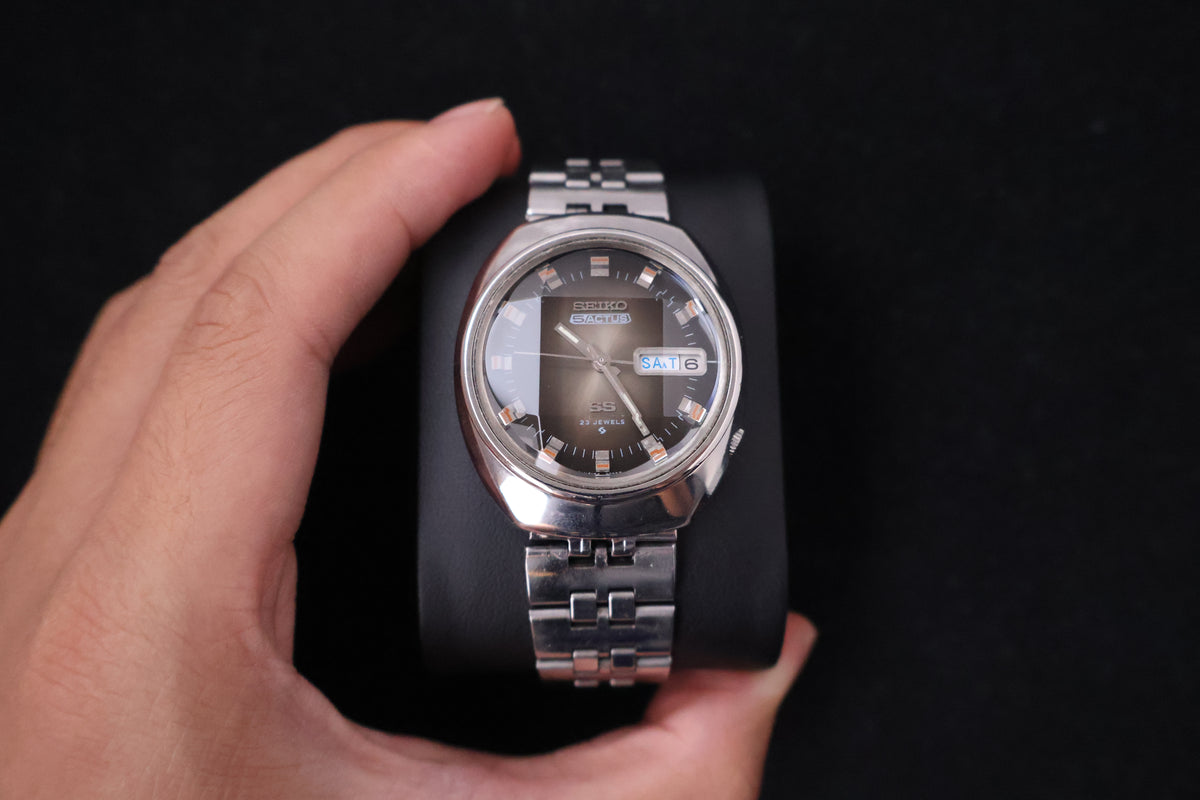 (SERVICED) Rare Vintage 1973 Seiko 5 Actus SS Faceted 23 Jewels 6106-7590