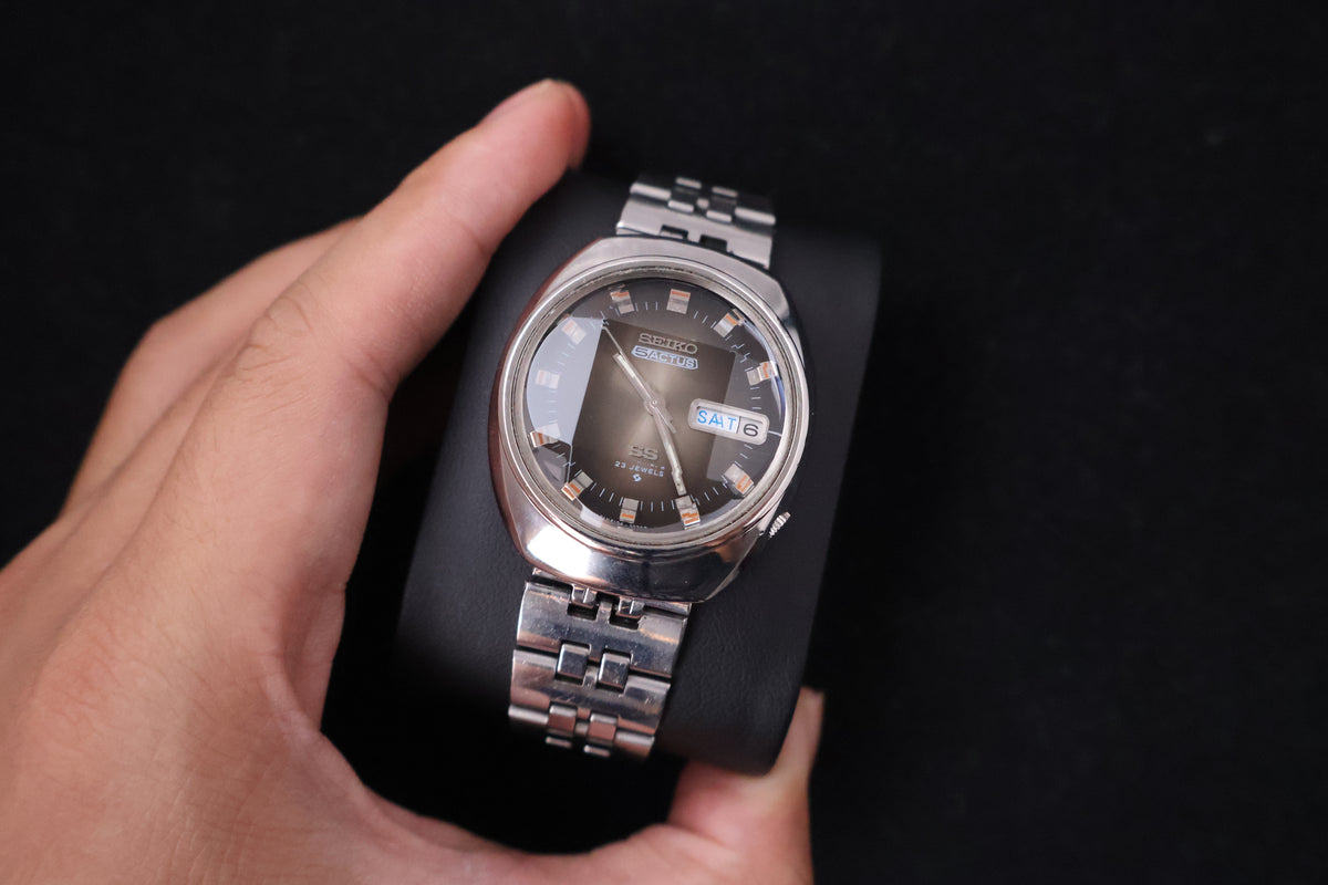 (SERVICED) Rare Vintage 1973 Seiko 5 Actus SS Faceted 23 Jewels 6106-7590