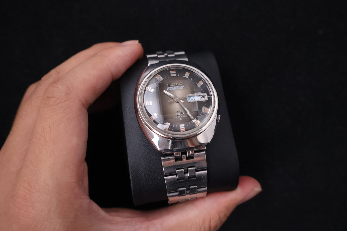 (SERVICED) Rare Vintage 1973 Seiko 5 Actus SS Faceted 23 Jewels 6106-7590