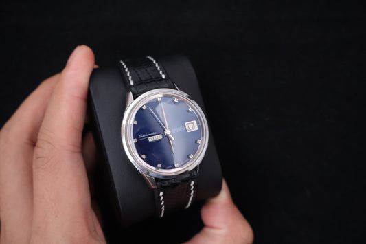 (SERVICED) Rare Vintage 1965 Seiko Seikomatic Weekdater Blue Dial Diashock 26 Jewels 6206-8010