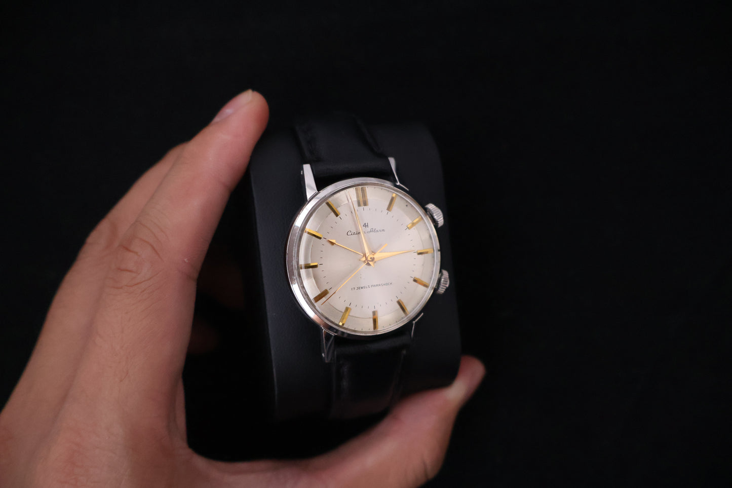 (SERVICED) Rare Vintage 1965 Citizen Alarm 4H Parashock 17 Jewels - 1507062