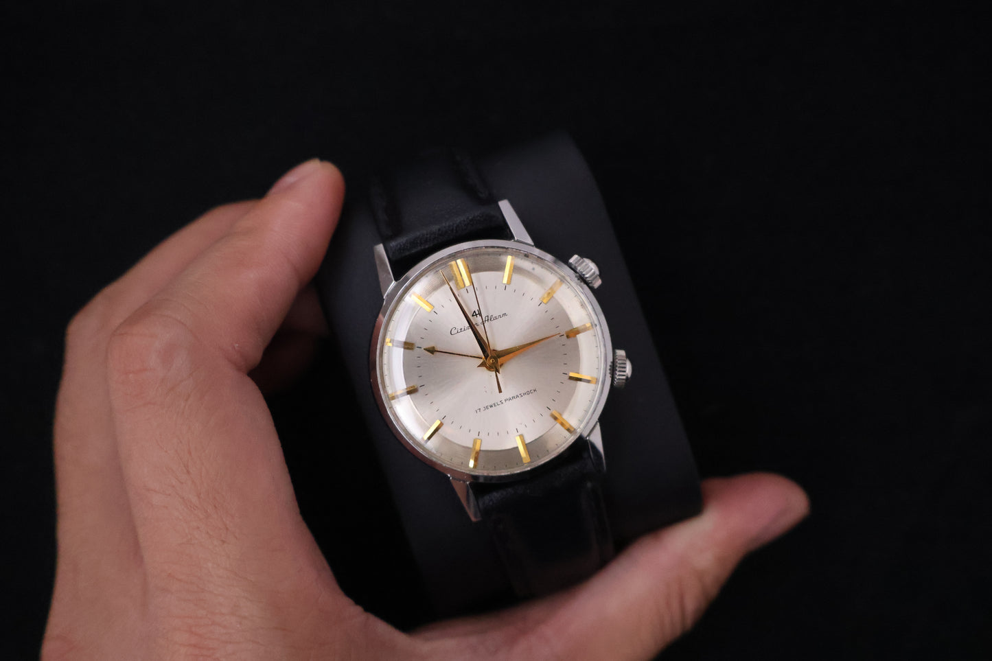 (SERVICED) Rare Vintage 1965 Citizen Alarm 4H Parashock 17 Jewels - 1507062