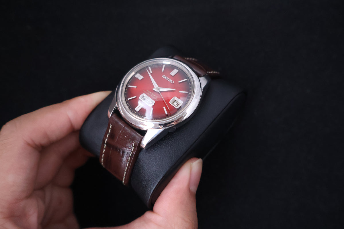 (SERVICED) Rare Vintage 1965 Seiko Seikomatic Weekdater Red Dial 26 Jewels 6206-8100