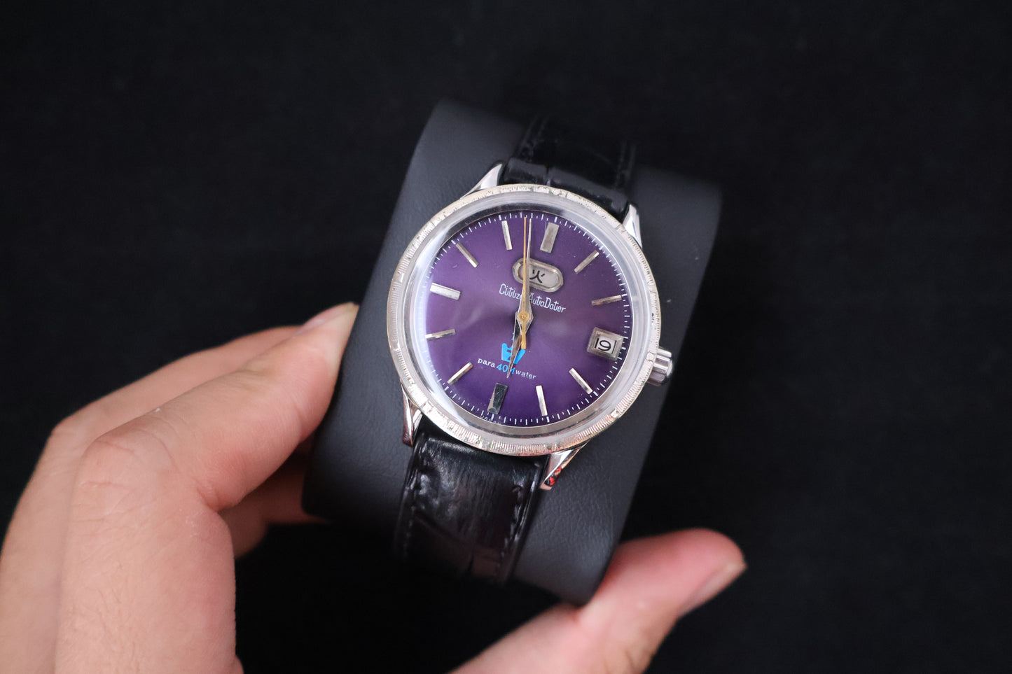 (SERVICED) Rare Vintage 1965 Citizen Auto Dater Purple Dial 19 Jewels