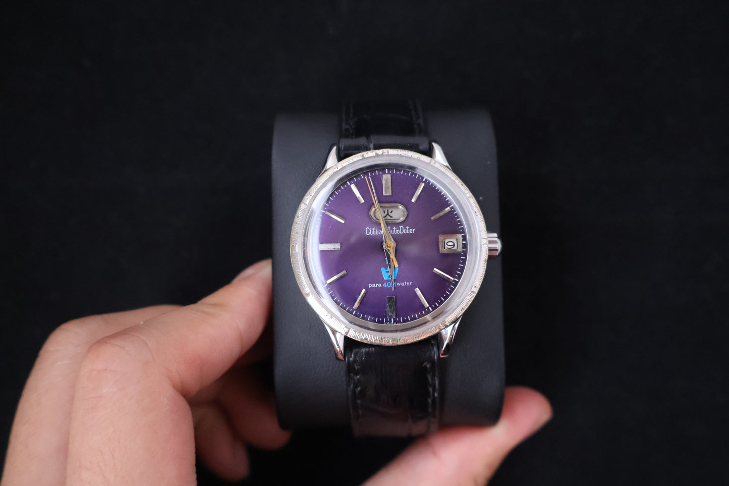(SERVICED) Rare Vintage 1965 Citizen Auto Dater Purple Dial 19 Jewels