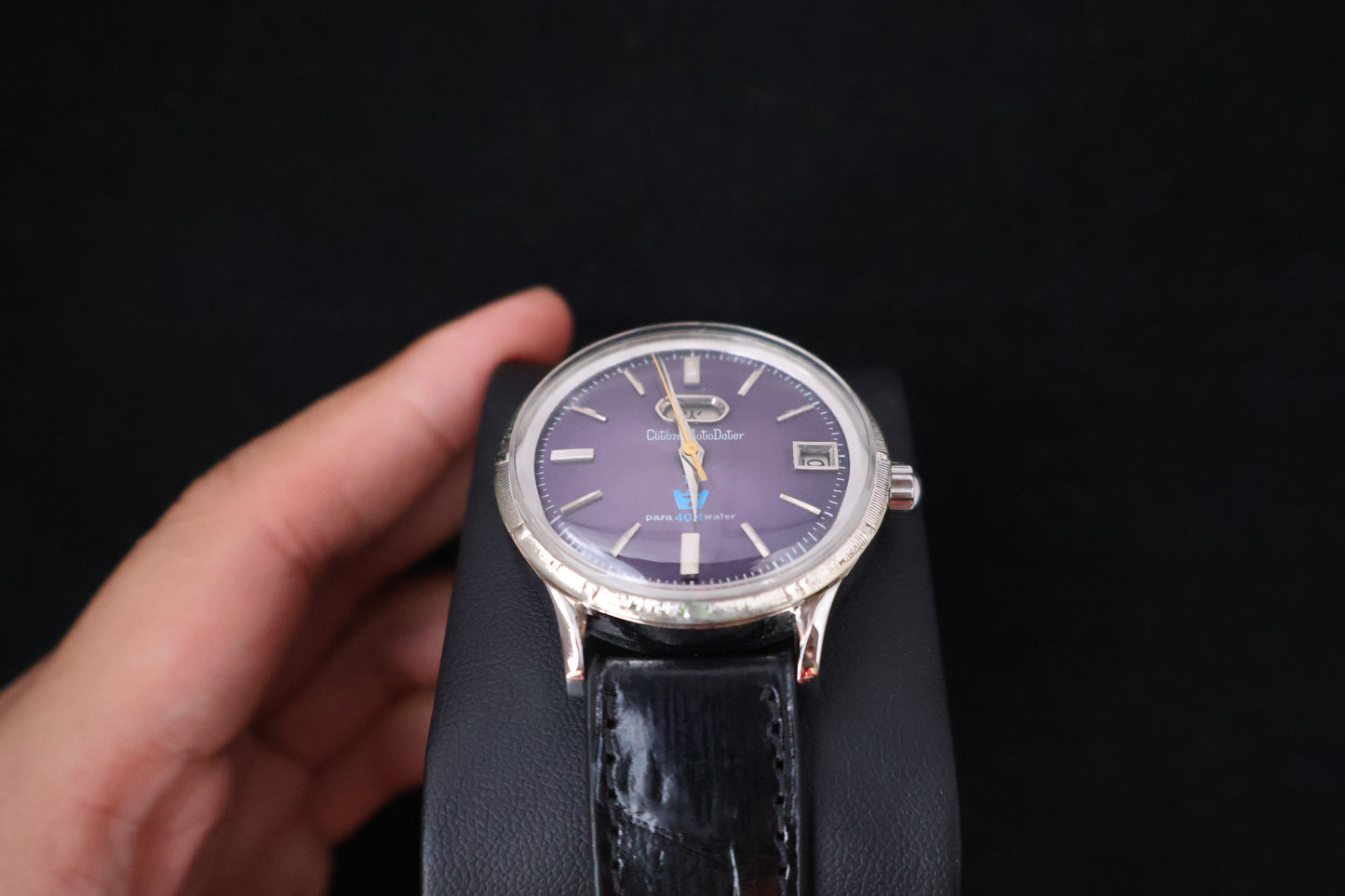 (SERVICED) Rare Vintage 1965 Citizen Auto Dater Purple Dial 19 Jewels