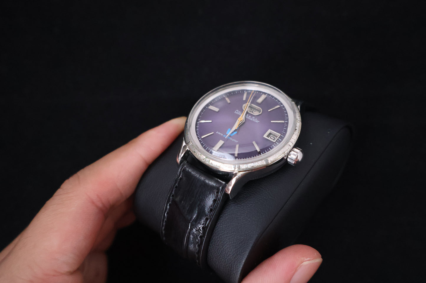 (SERVICED) Rare Vintage 1965 Citizen Auto Dater Purple Dial 19 Jewels