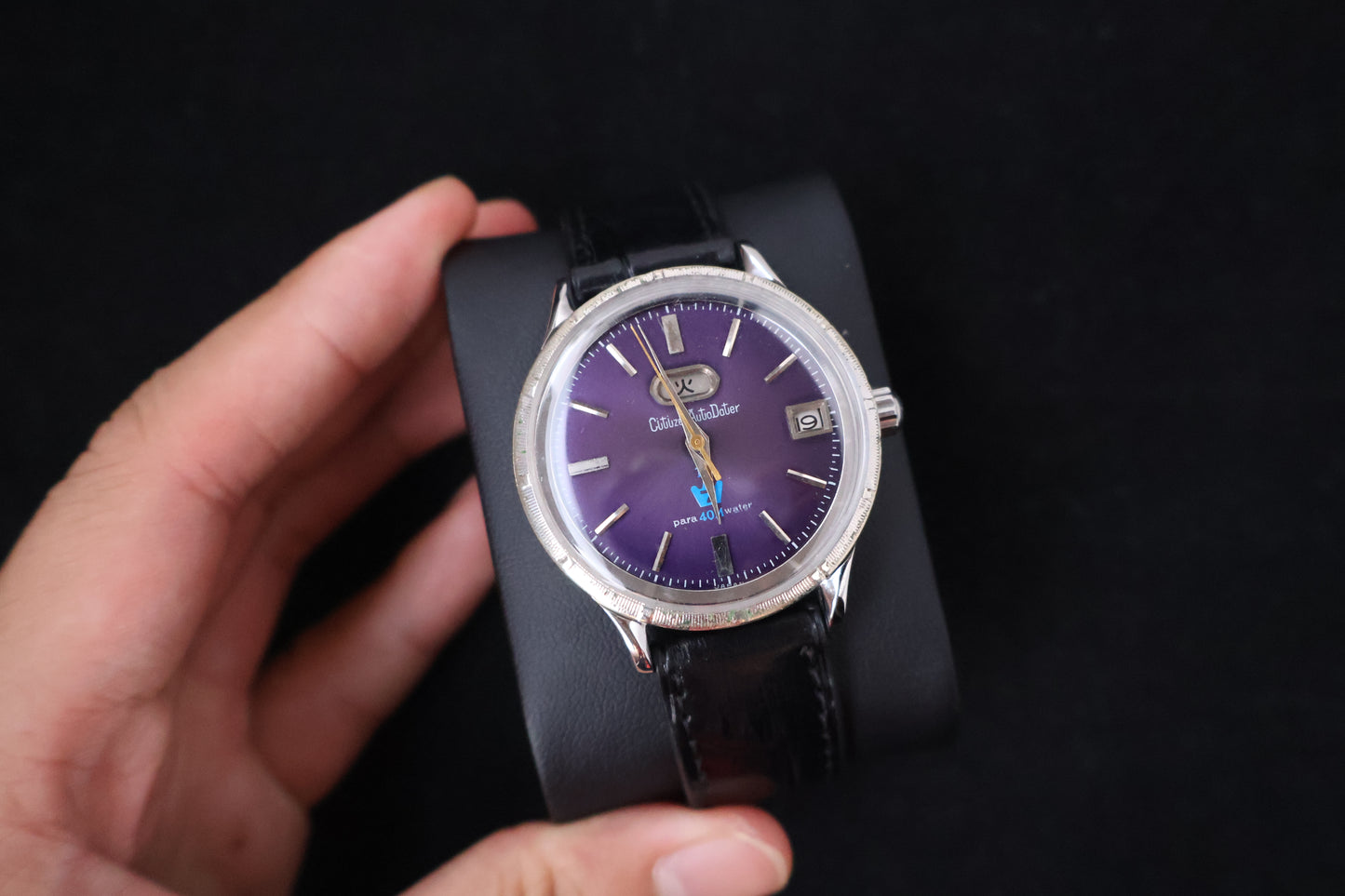 (SERVICED) Rare Vintage 1965 Citizen Auto Dater Purple Dial 19 Jewels