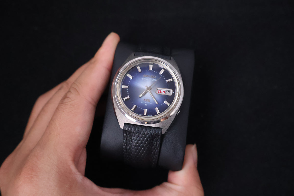 (SERVICED) Rare Vintage 1974 Seiko 5 Actus SS Blue Dial 23 Jewels 6106-7520