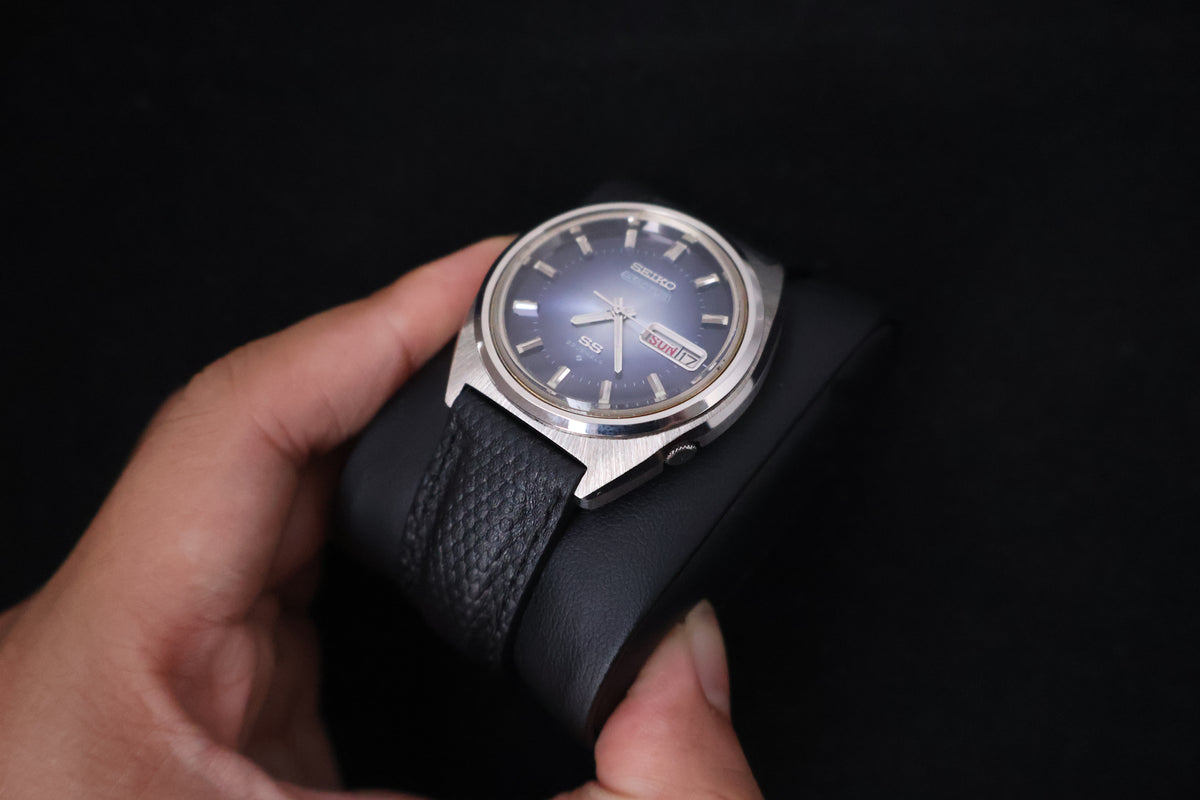 (SERVICED) Rare Vintage 1974 Seiko 5 Actus SS Blue Dial 23 Jewels 6106-7520