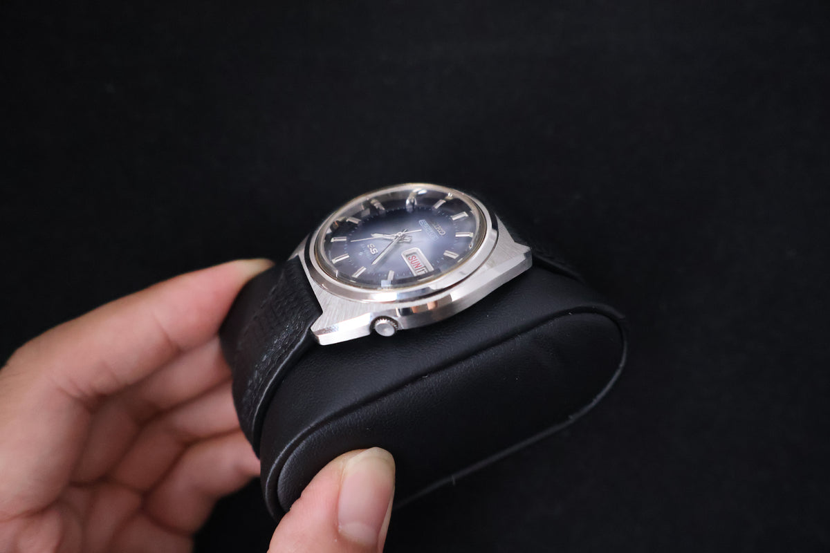 (SERVICED) Rare Vintage 1974 Seiko 5 Actus SS Blue Dial 23 Jewels 6106-7520