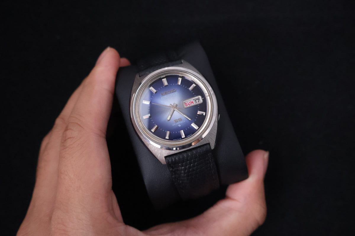 (SERVICED) Rare Vintage 1974 Seiko 5 Actus SS Blue Dial 23 Jewels 6106-7520