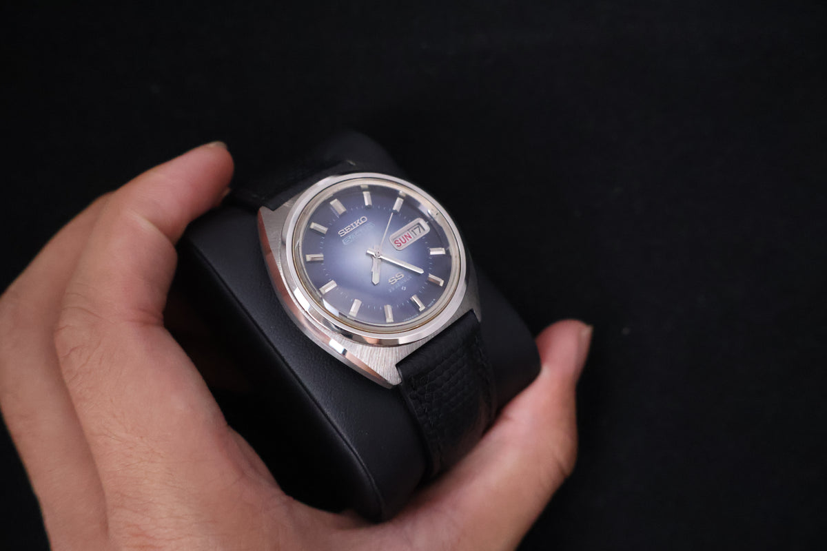 (SERVICED) Rare Vintage 1974 Seiko 5 Actus SS Blue Dial 23 Jewels 6106-7520