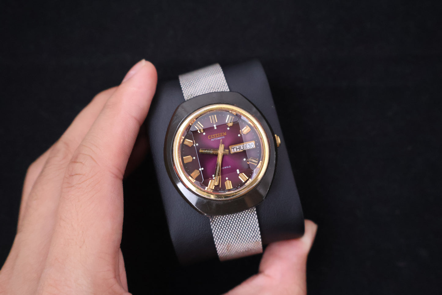 (SERVICED) Rare Vintage 1973 Citizen 6501 Automatic Purple Dial 21 Jewels