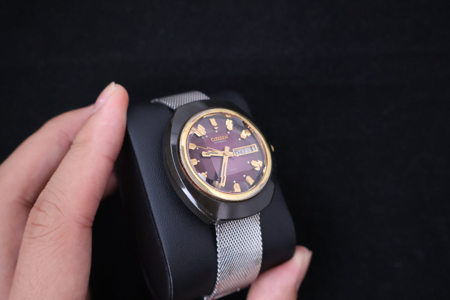 (SERVICED) Rare Vintage 1973 Citizen 6501 Automatic Purple Dial 21 Jewels
