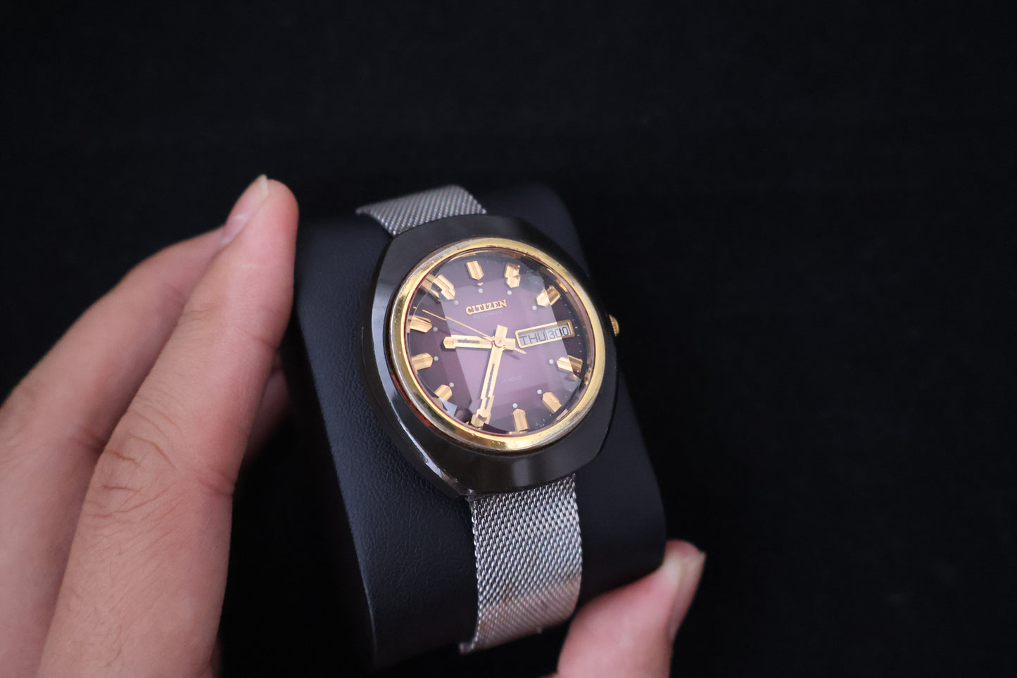 (SERVICED) Rare Vintage 1973 Citizen 6501 Automatic Purple Dial 21 Jewels