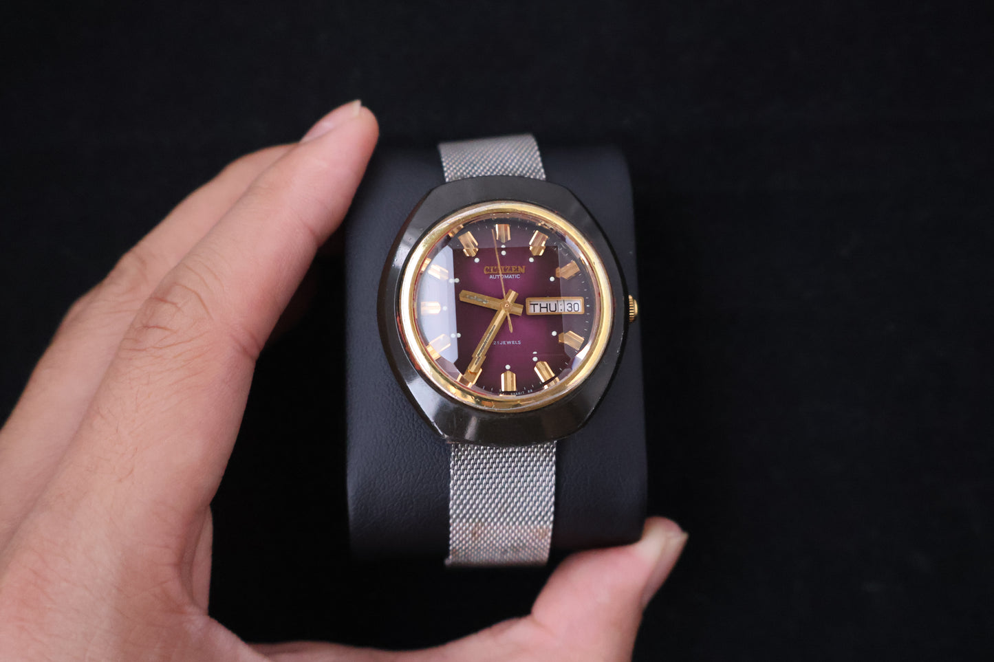(SERVICED) Rare Vintage 1973 Citizen 6501 Automatic Purple Dial 21 Jewels
