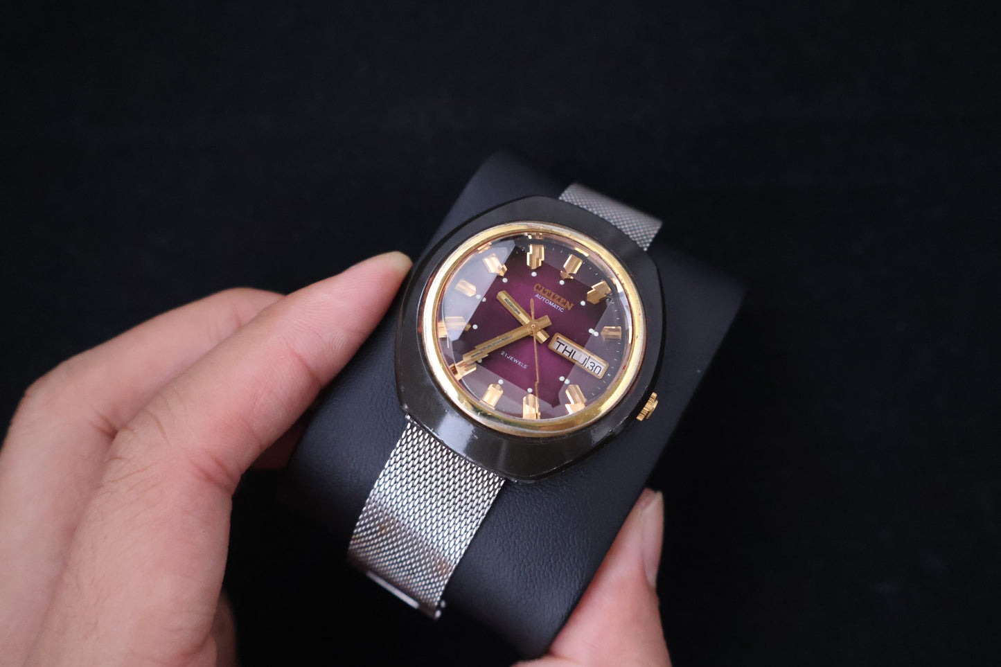 (SERVICED) Rare Vintage 1973 Citizen 6501 Automatic Purple Dial 21 Jewels