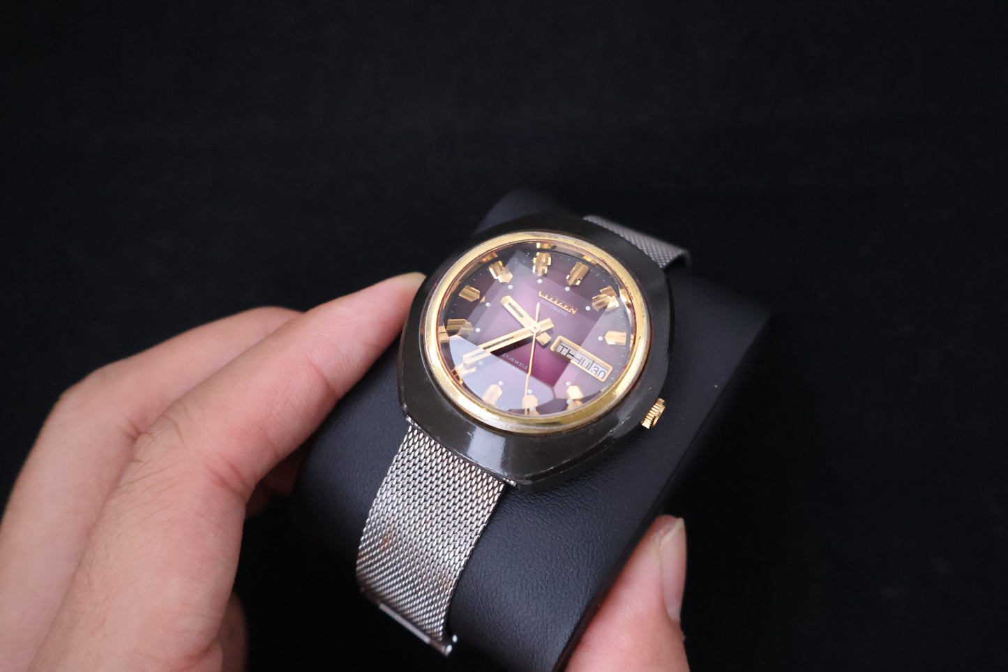 (SERVICED) Rare Vintage 1973 Citizen 6501 Automatic Purple Dial 21 Jewels