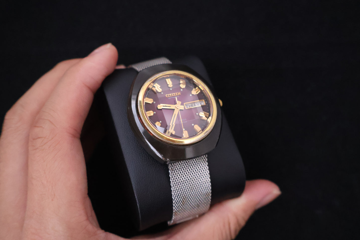 (SERVICED) Rare Vintage 1973 Citizen 6501 Automatic Purple Dial 21 Jewels