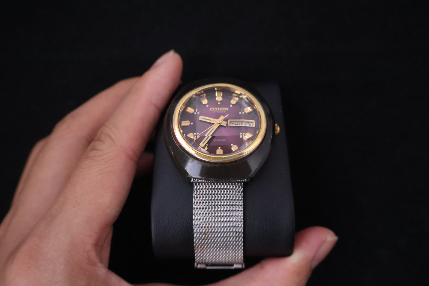 (SERVICED) Rare Vintage 1973 Citizen 6501 Automatic Purple Dial 21 Jewels