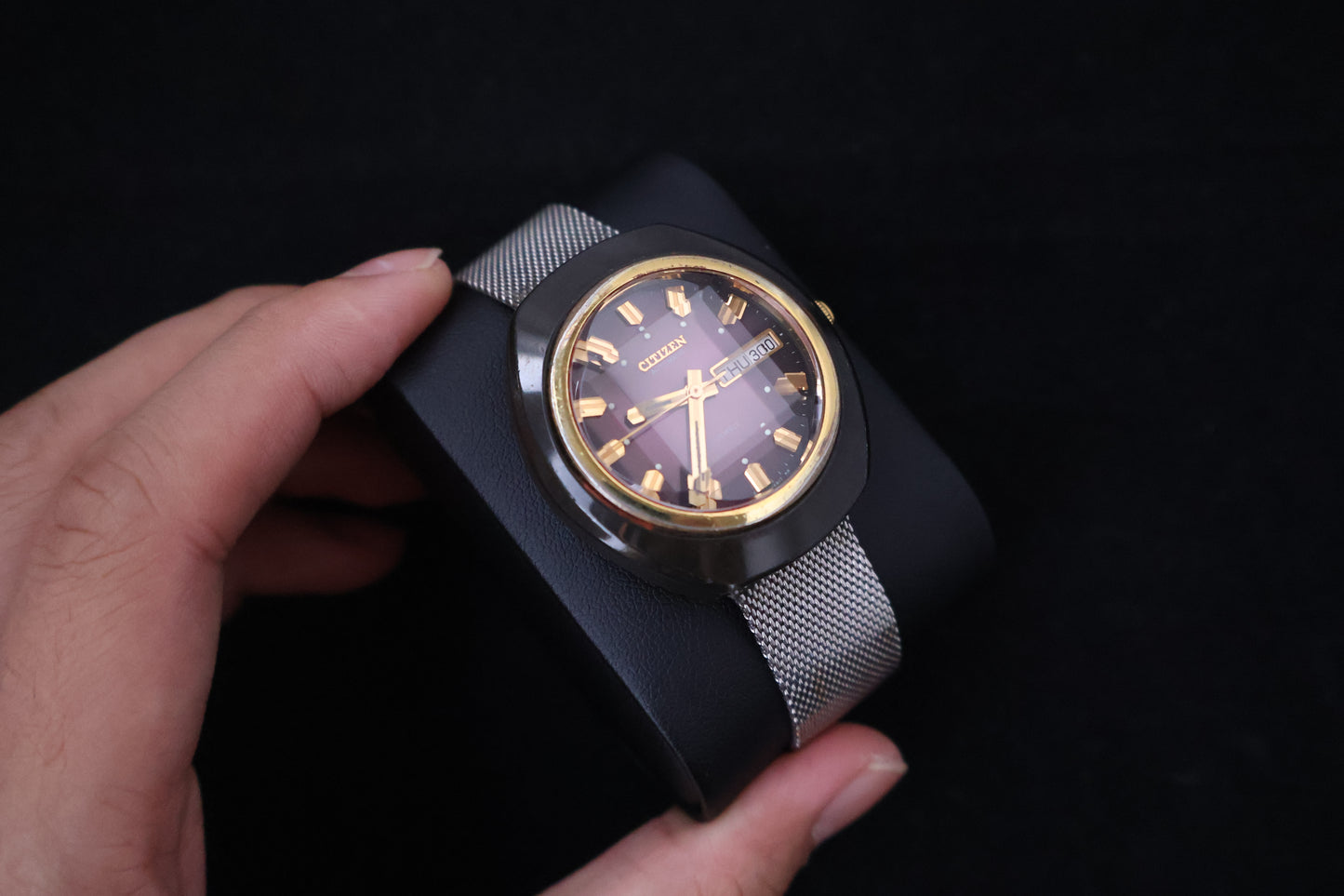 (SERVICED) Rare Vintage 1973 Citizen 6501 Automatic Purple Dial 21 Jewels