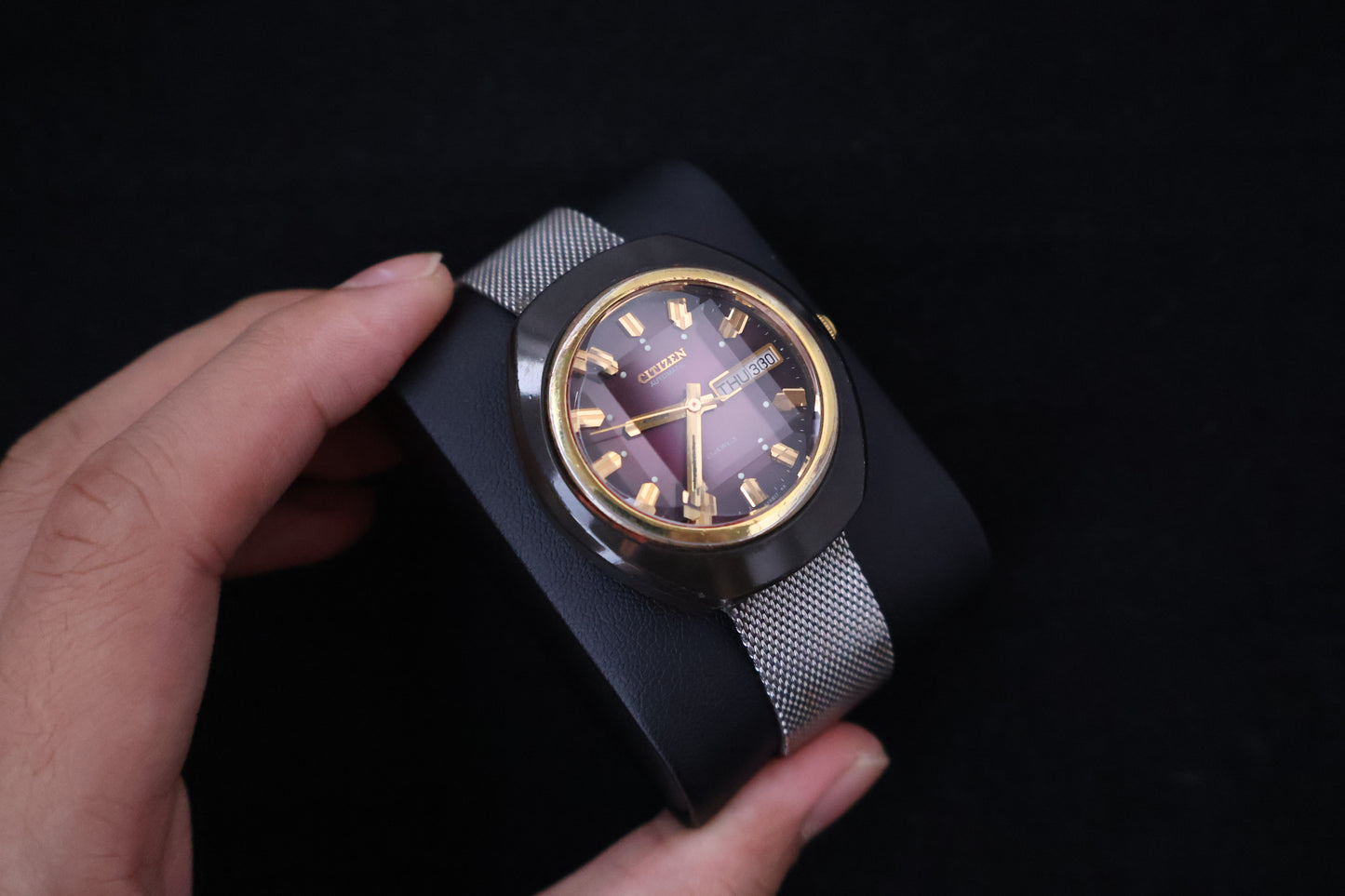 (SERVICED) Rare Vintage 1973 Citizen 6501 Automatic Purple Dial 21 Jewels