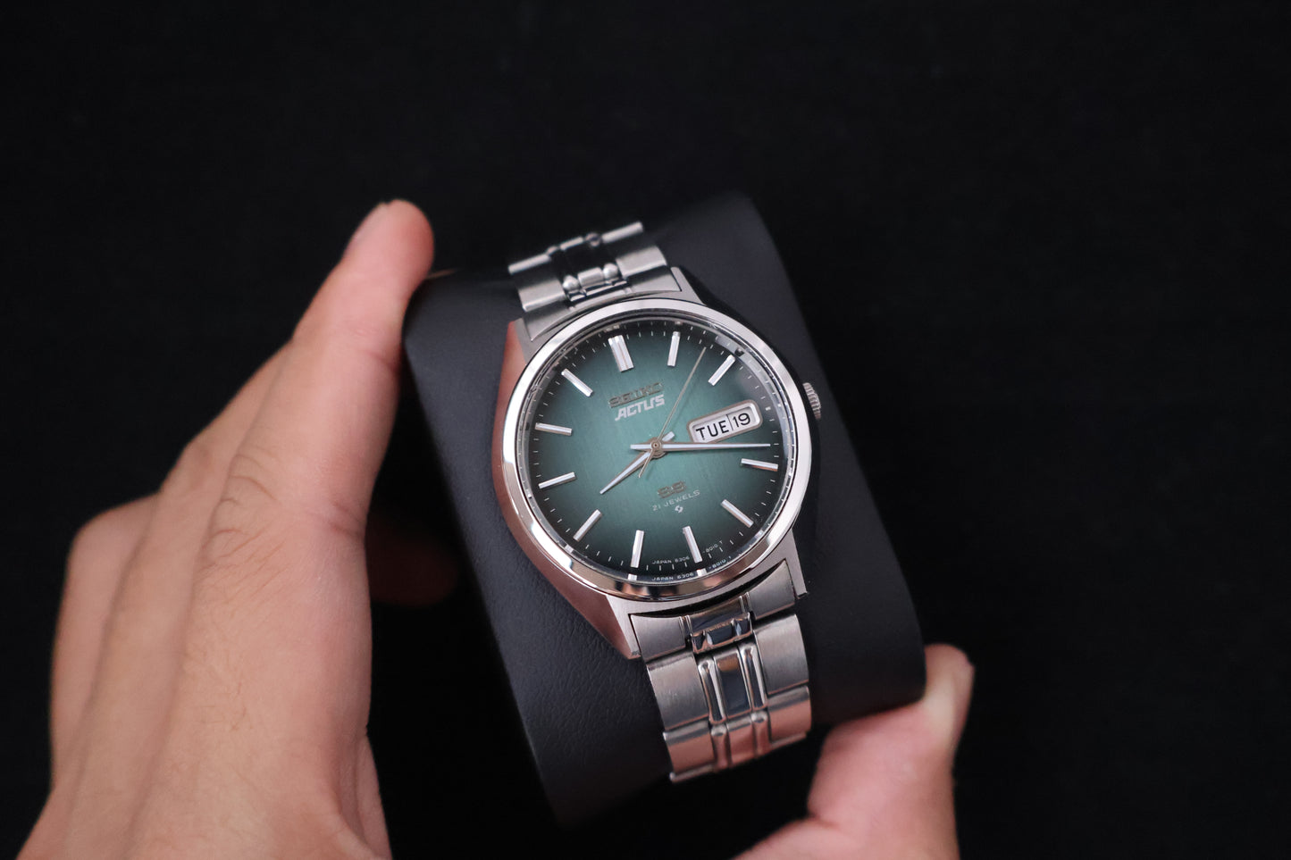 (SERVICED) Rare Vintage 1976 Seiko Actus SS Emerald Green Dial 21 Jewels 6306-8020