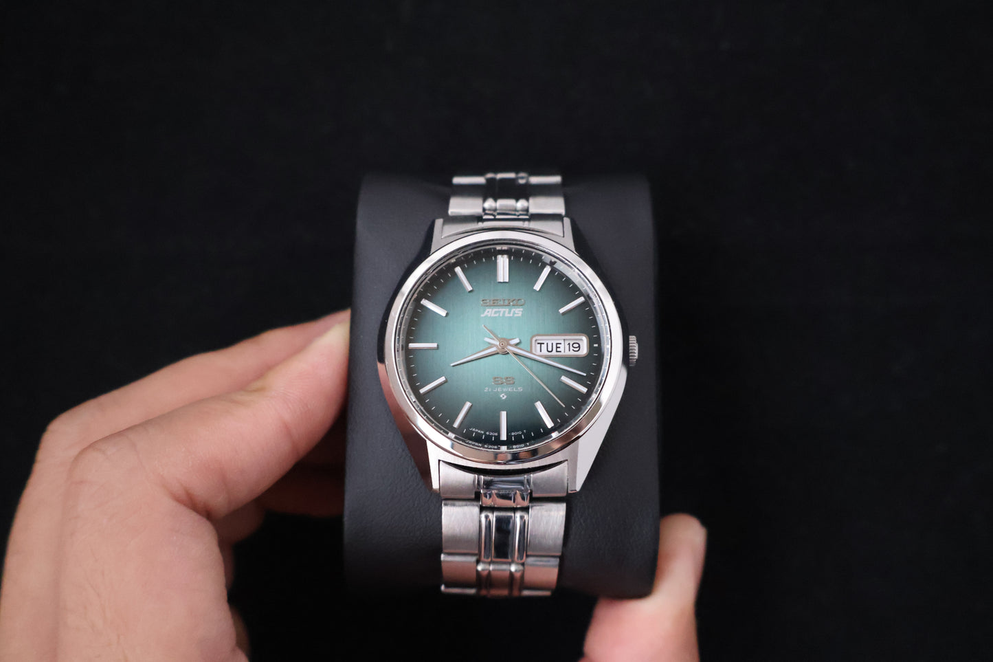 (SERVICED) Rare Vintage 1976 Seiko Actus SS Emerald Green Dial 21 Jewels 6306-8020