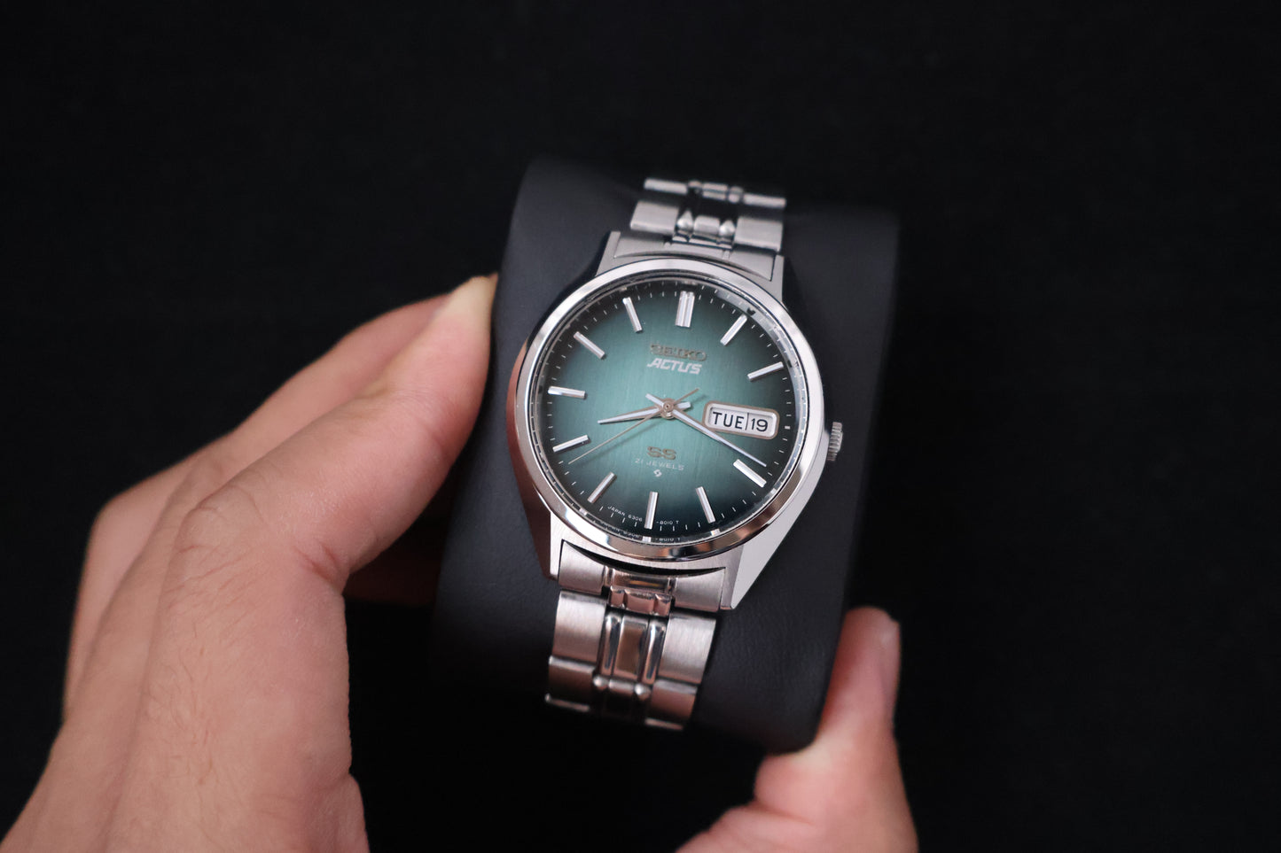 (SERVICED) Rare Vintage 1976 Seiko Actus SS Emerald Green Dial 21 Jewels 6306-8020