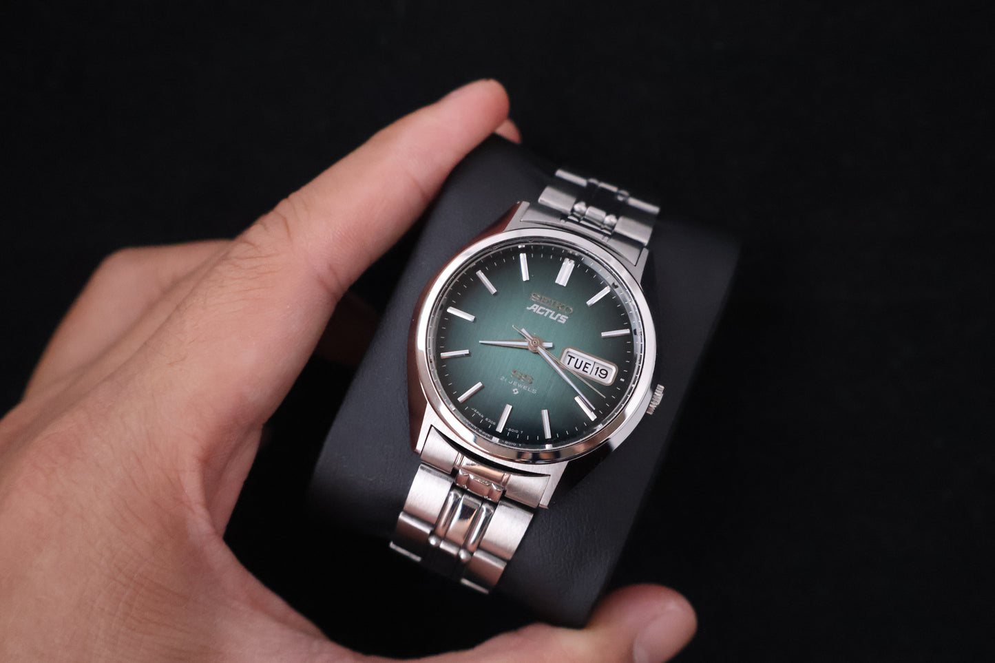 (SERVICED) Rare Vintage 1976 Seiko Actus SS Emerald Green Dial 21 Jewels 6306-8020