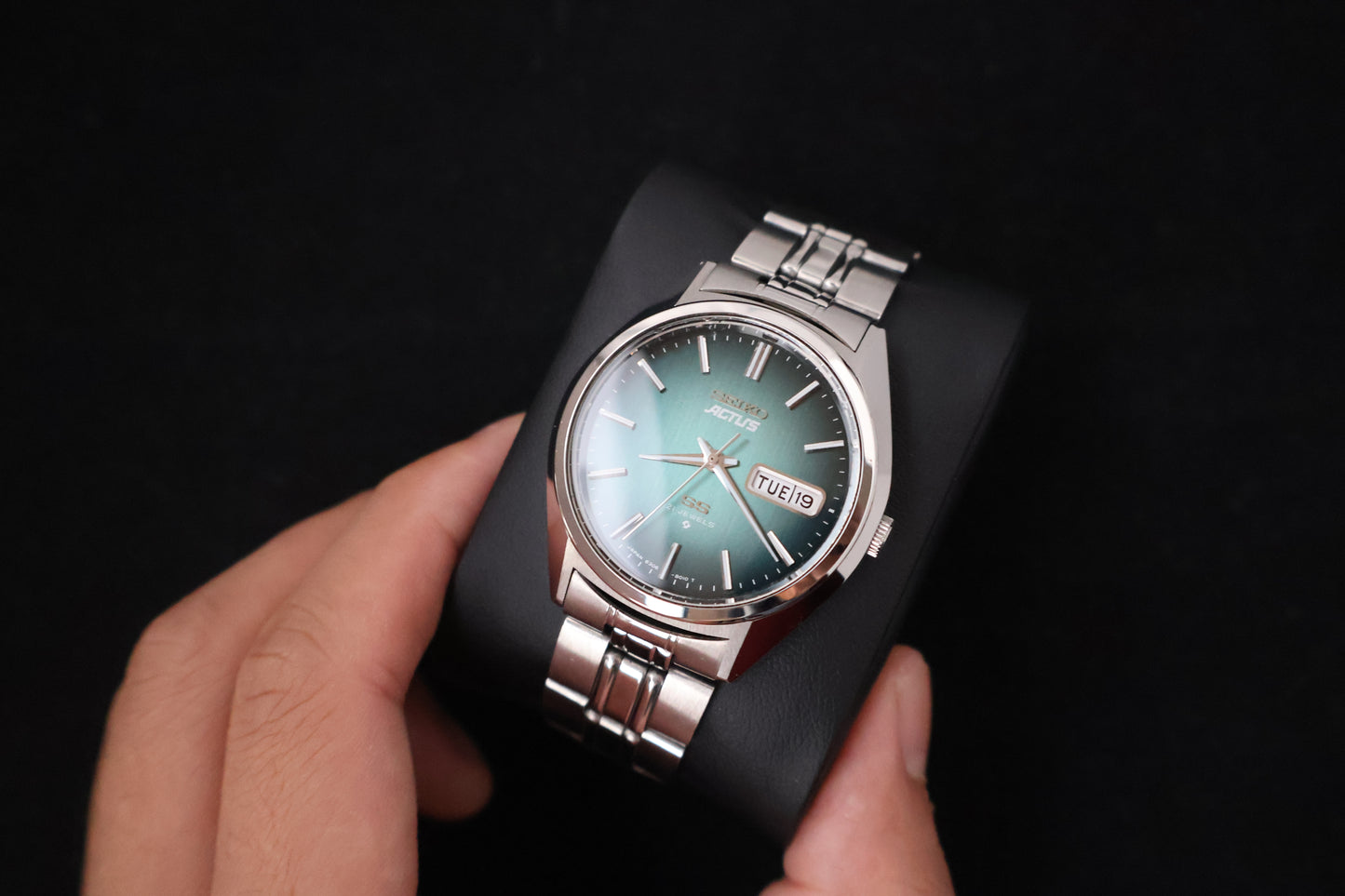 (SERVICED) Rare Vintage 1976 Seiko Actus SS Emerald Green Dial 21 Jewels 6306-8020