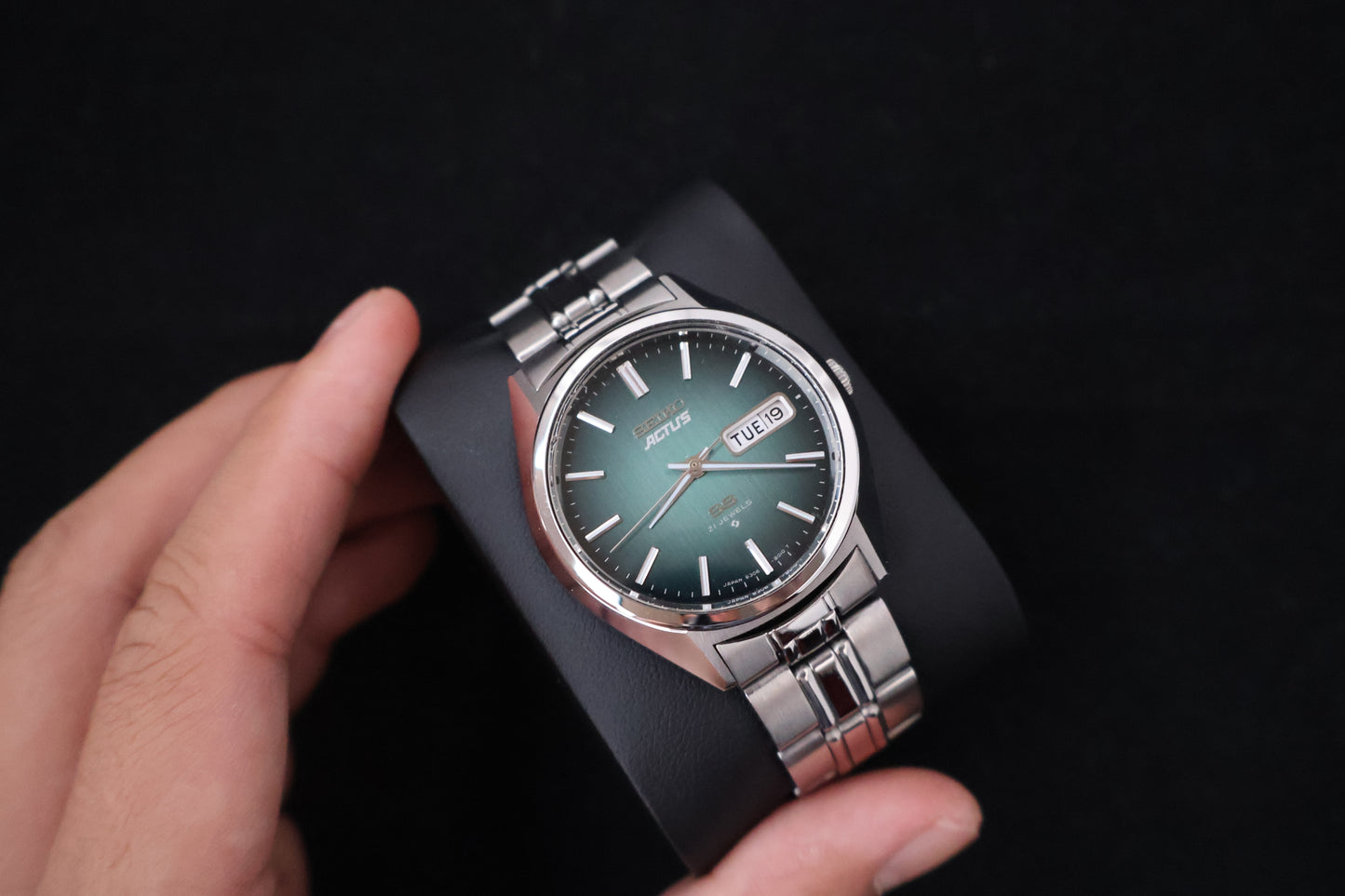 (SERVICED) Rare Vintage 1976 Seiko Actus SS Emerald Green Dial 21 Jewels 6306-8020