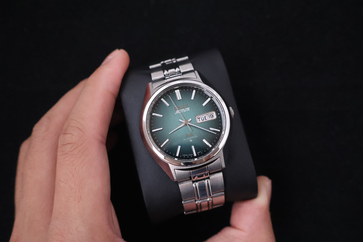(SERVICED) Rare Vintage 1976 Seiko Actus SS Emerald Green Dial 21 Jewels 6306-8020