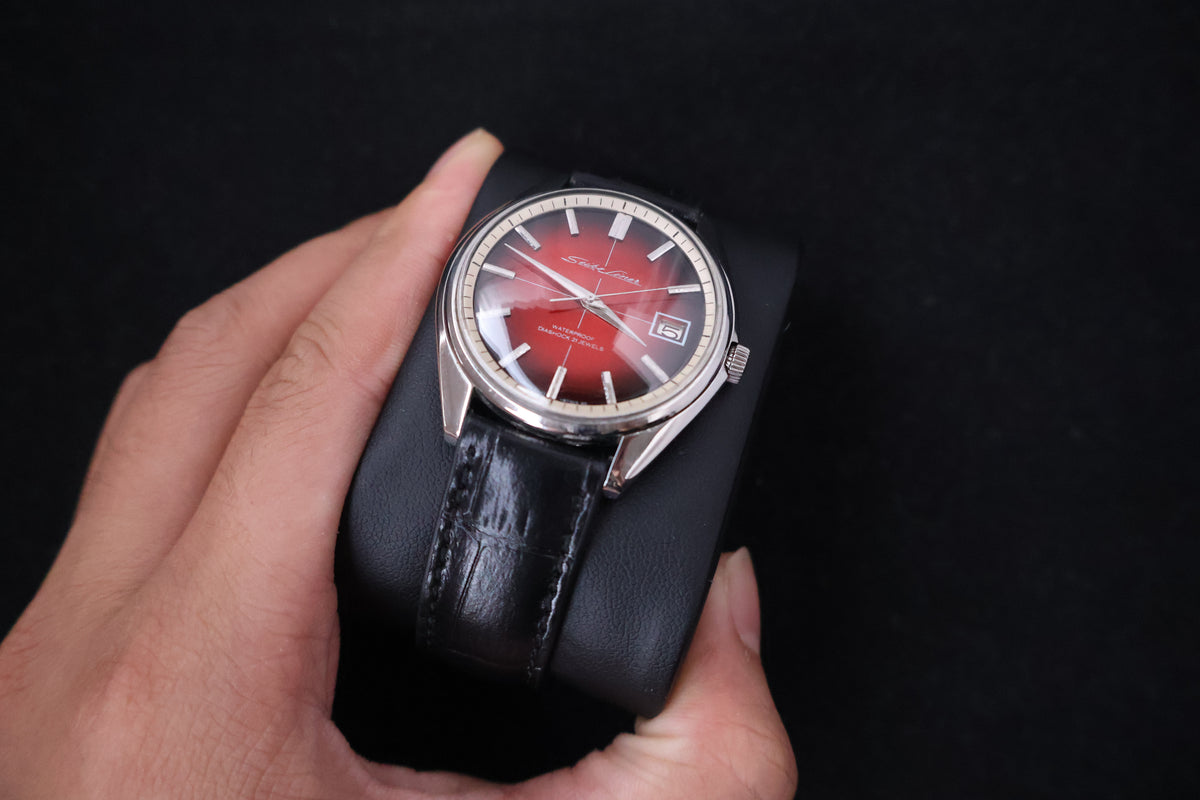 (SERVICED) Rare Vintage 1966 Seiko Skyliner Red Dial 21 Jewels 6222-8000
