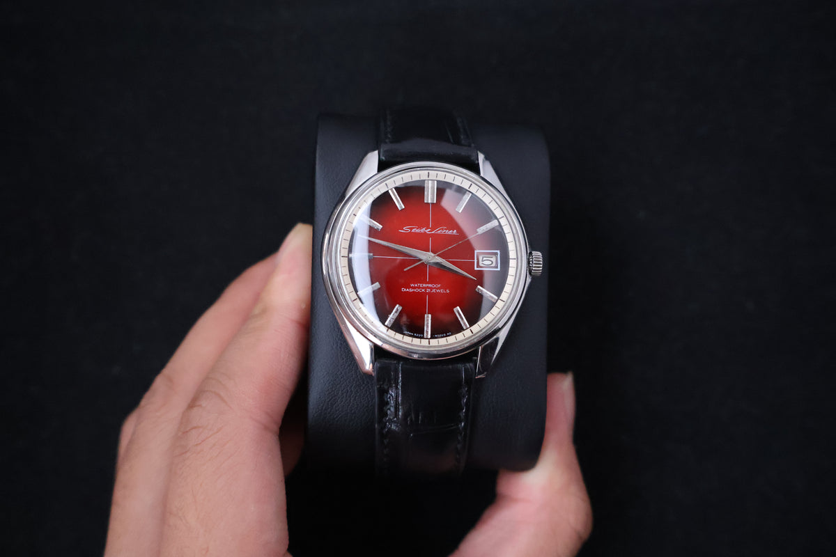 (SERVICED) Rare Vintage 1966 Seiko Skyliner Red Dial 21 Jewels 6222-8000