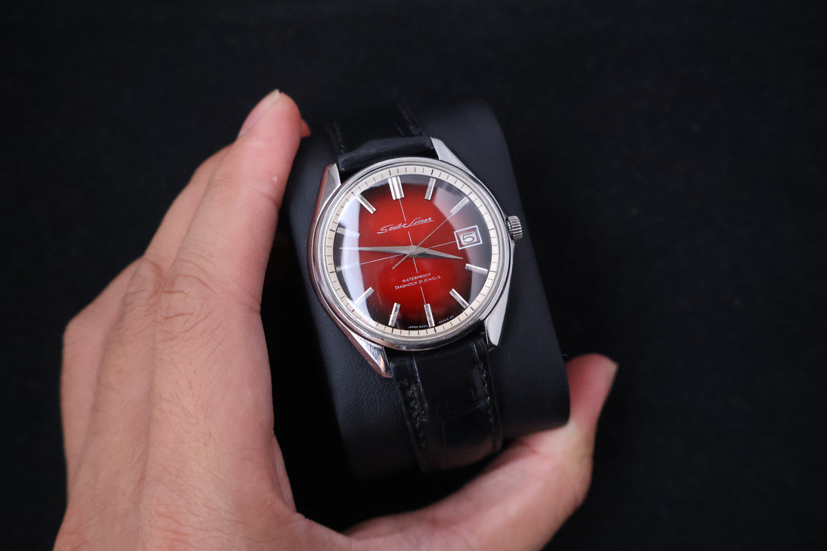 (SERVICED) Rare Vintage 1966 Seiko Skyliner Red Dial 21 Jewels 6222-8000