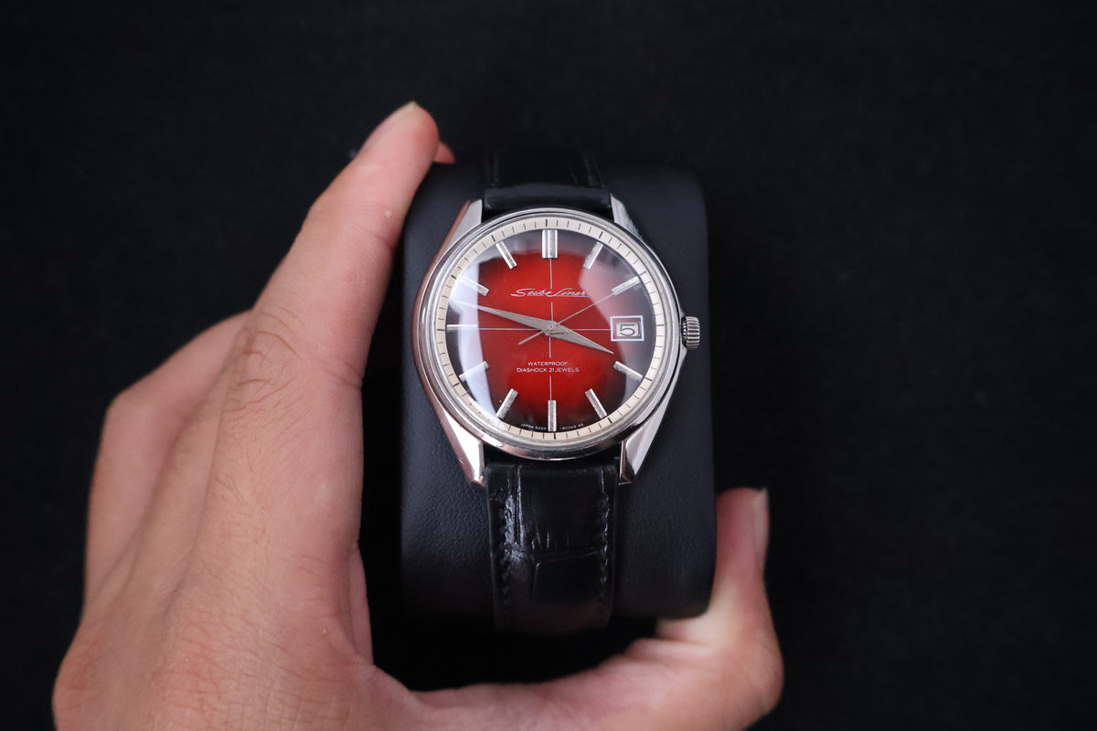 (SERVICED) Rare Vintage 1966 Seiko Skyliner Red Dial 21 Jewels 6222-8000