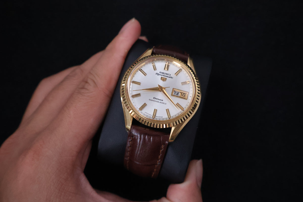 (SERVICED) Rare Vintage 1966 Seiko Sportsmatic 5 Deluxe Fluted Bezel SGP 25 Jewels 7619-9010